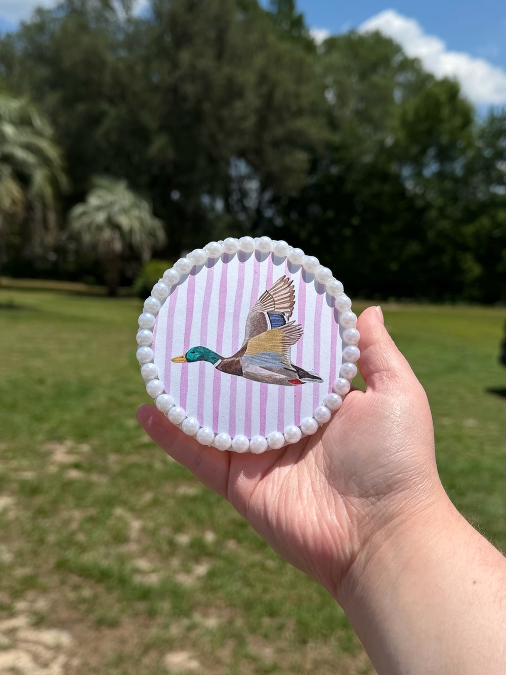 Car Freshie with pearl border